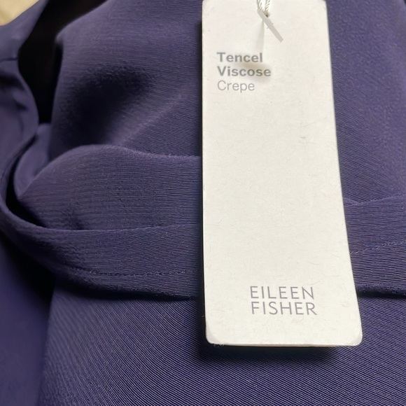 EILEEN FISHER Tunic Bateau neck purple Large with side and sleeve slits NWT - Picture 11 of 12